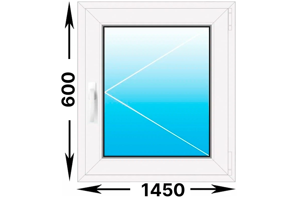 Поворотное пластиковое окно 600x1450