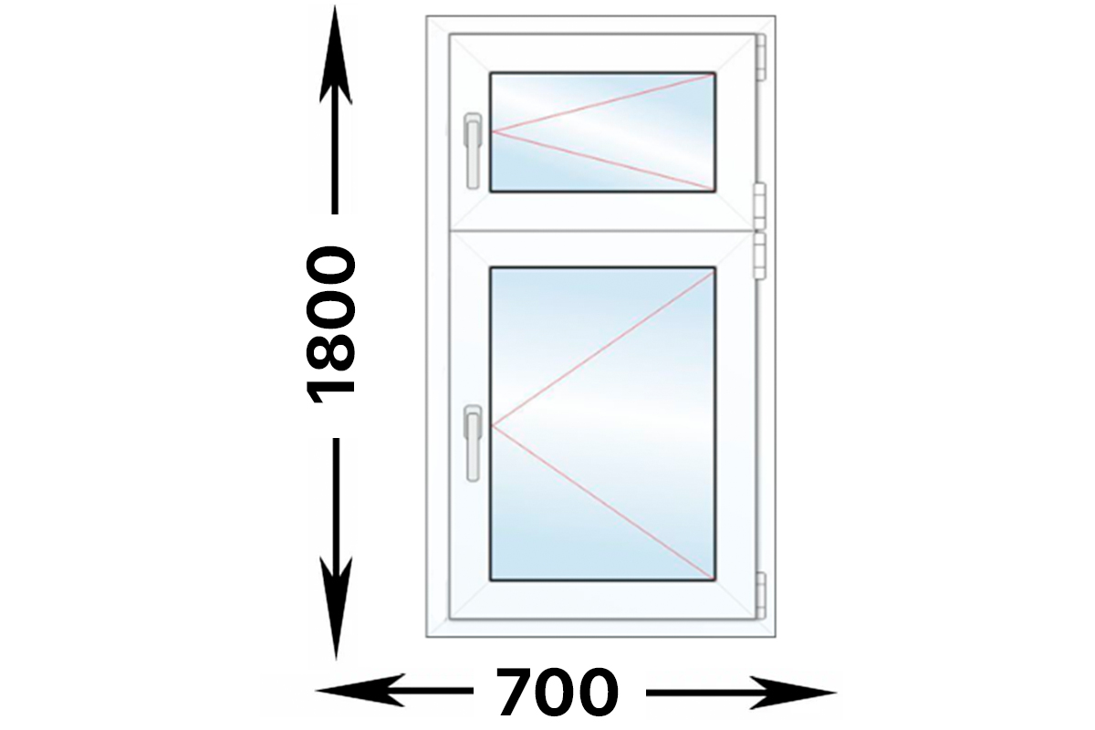 Одностворчатое пластиковое окно с форточкой 700 x 1800